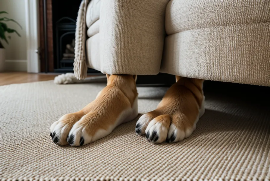 Deux tapis aux textures contrastées servant de repères tactiles à un chien aveugle au quotidien
