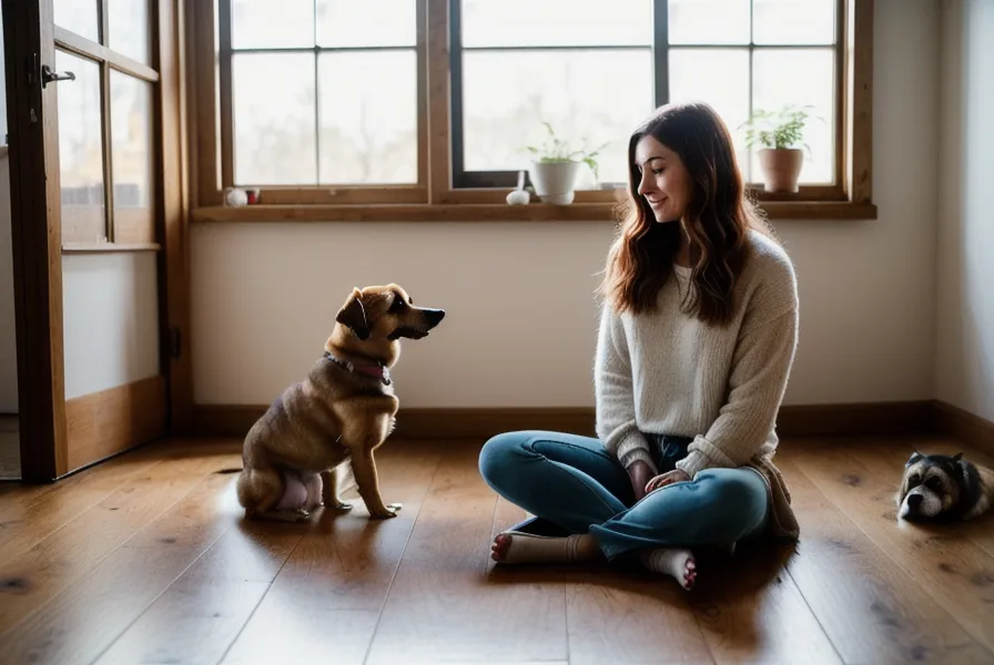 Coussinets et pattes d'un chien senior sur un tapis antidérapant, un geste de bien-être animal au quotidien