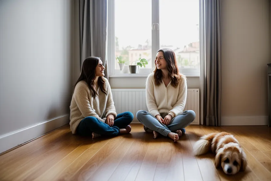 Chien senior installé dans un coin de la maison aménagé pour son bien-être et sa mobilité