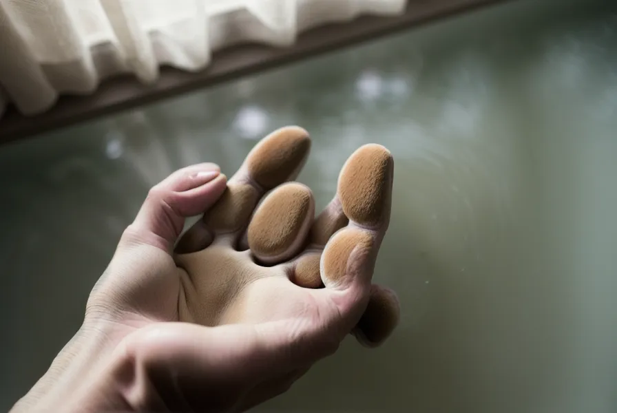 Patte de chien rincée à l'eau tiède dans une bassine, méthode douce d'hygiène canine après la pluie