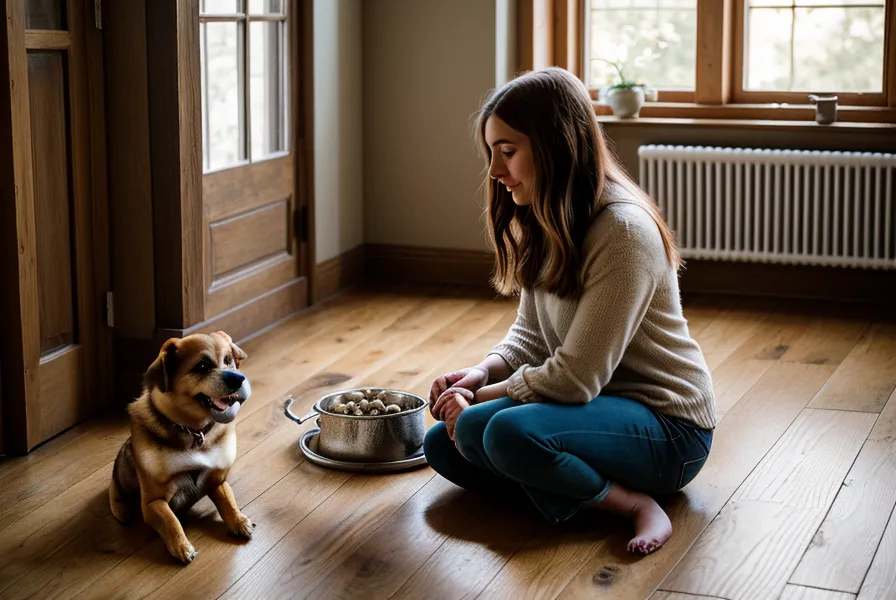 Gros plan sur le museau grisonnant d'un chien senior au repos, signe de bien-être et de sérénité.