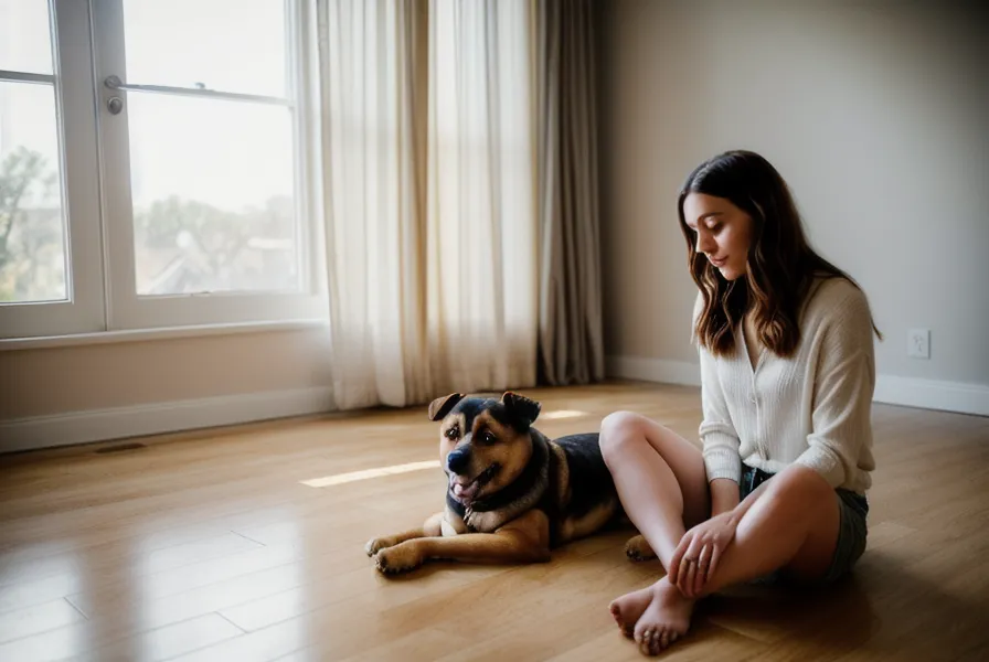 Coin dodo réaménagé pour le confort quotidien d'un chien senior en appartement.