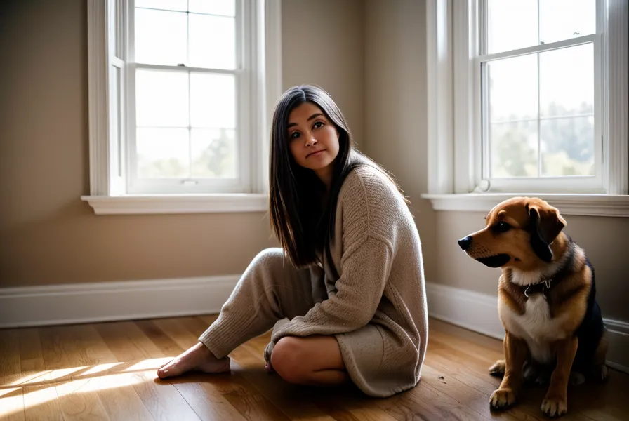 Chien de refuge endormi paisiblement après des jeux de flair en intérieur