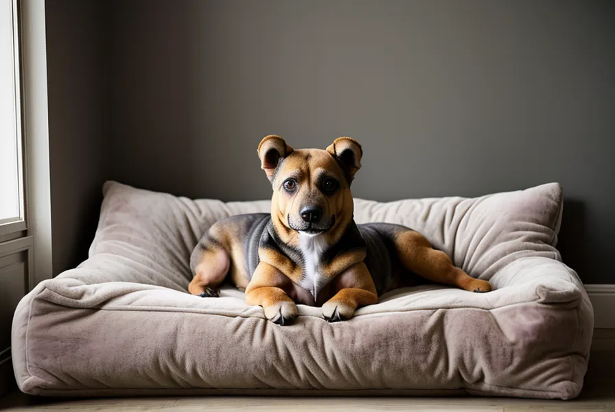 Panier pour chien installé dans un coin calme du salon, astuce vie en appartement à petit budget