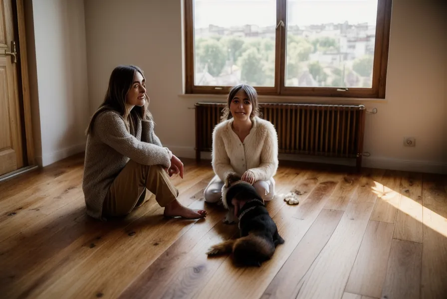 Achat en gros de croquettes pour chien : sac de 12 kg porté dans un escalier étroit sans ascenseur