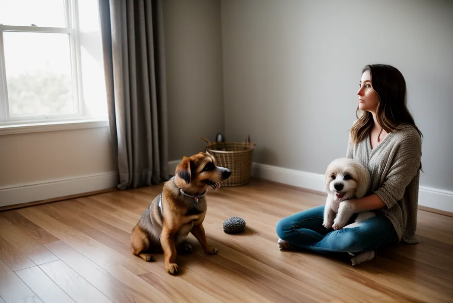 Chien attaché à l'arrière de la voiture avant un long trajet en toute sécurité