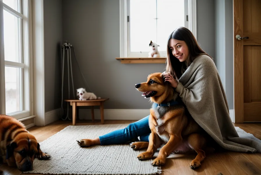 Main cachant une friandise dans une serviette, activité douce et économique pour un chien senior